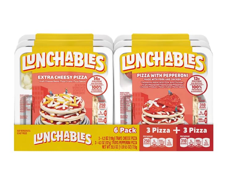 Generic Lunch ables Pizza with Pepperoni & Extra Cheesy Pizza Variety- 6 Packs