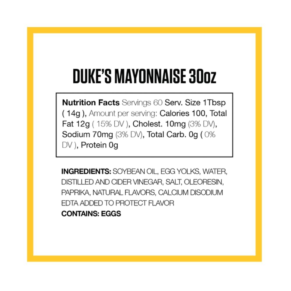 Duke Mayonnaise Smooth & Creamy Jar, 30 Oz Each, 3 Count