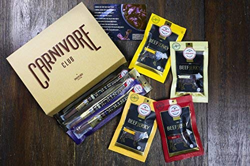Carnivore Club Beef Jerky Box - Delicious Jerky And Meat Sticks Sampler - 4 To 6 Meat Snacks Jerkygram - Meat Snack Sampler Gift