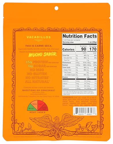 Vacadillos Carne Seca Habanero Jerky, 2 Ounce Pack