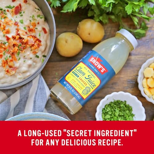 Snows All Natural Clam Juice, 8 Fluid oz Bottle - Gluten Free, Keto Friendly - Great for Pasta & Seafood Recipes