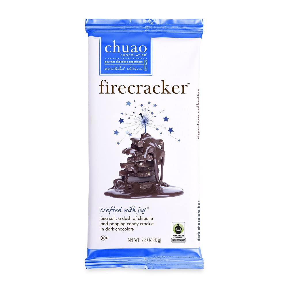 Chuao Chocolatier   Dark Chocolate Bars, Gourmet Popping Candy, 3 Pack (2.8 oz each)