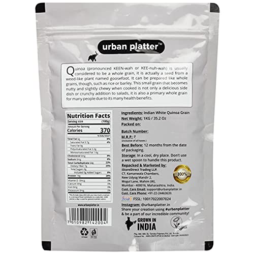 Urban Platter Whole White Indian Quinoa Grain, 1Kg