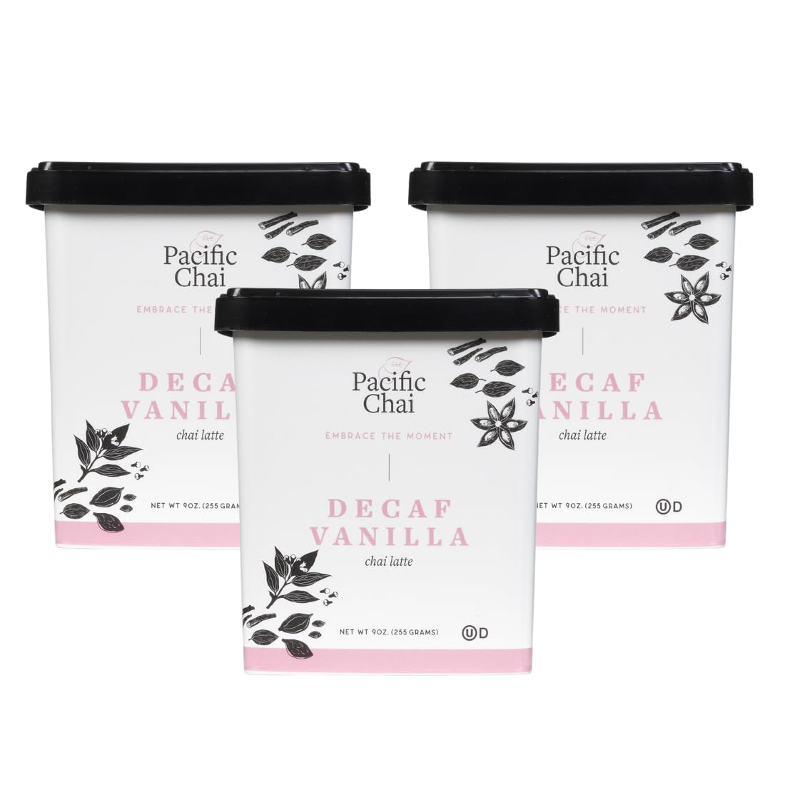 Pacific Chai Decaf Vanilla Chai Latte, Instant Powered Dry Chai Tea Latte Beverage Mix, Gluten Free, Kosher, 9 Ounce (Pack Of 3)
