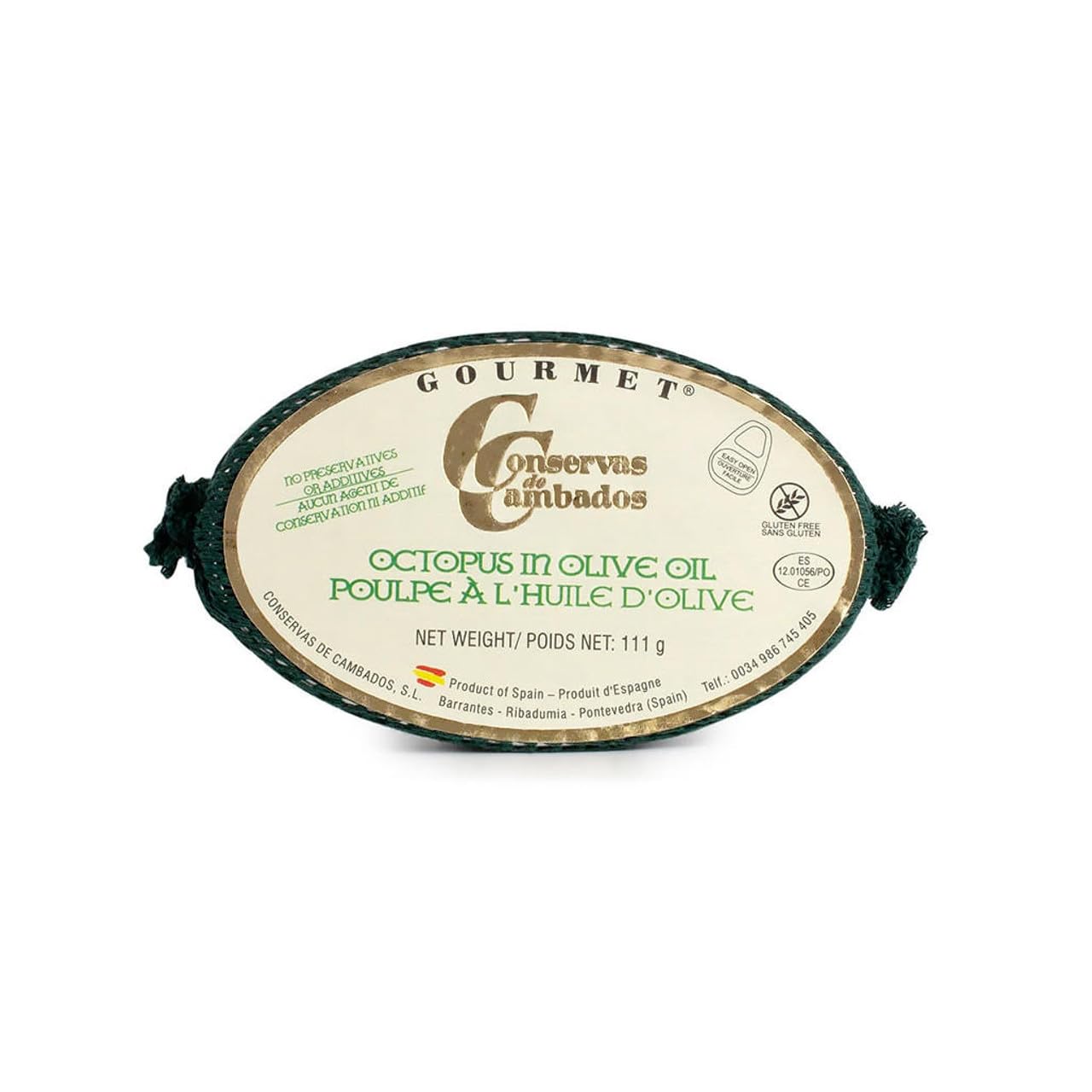 CONSERVAS DE CAMBADOS Octopus in Olive Oil, 111g (3.92 oz) - Premium Seafood, Pack of 1