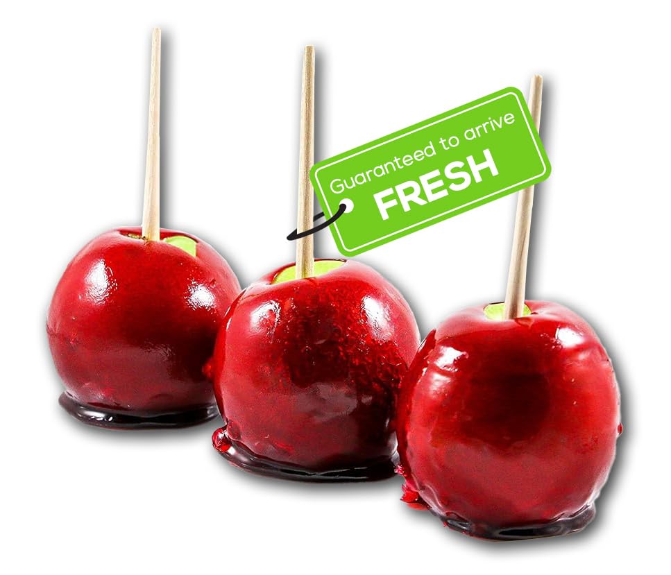 Us Sweets Candy Apple 3 Pack - Granny Smith Apples Dipped In Sweet Red Cinnamon Candy | Candied Apples | Delicious Gift | Handmade In Small Batches | Guaranteed To Arrive Fresh
