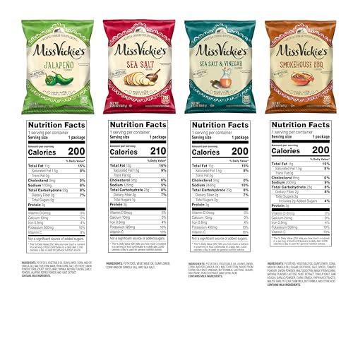 Miss Vickie s Kettle Cooked Potato Chips, Variety Pack, 1.375 Ounce (Pack of 28)