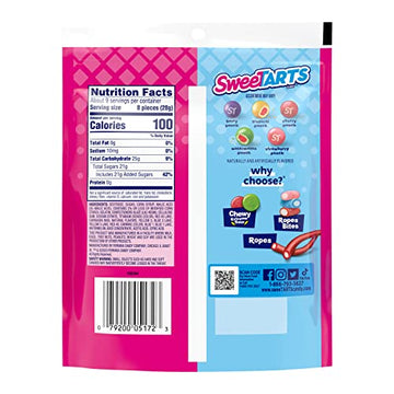 SweeTARTS Chewy Fusions Candy, Fruit Punch Medley, 9 Ounce (Pack of 2)
