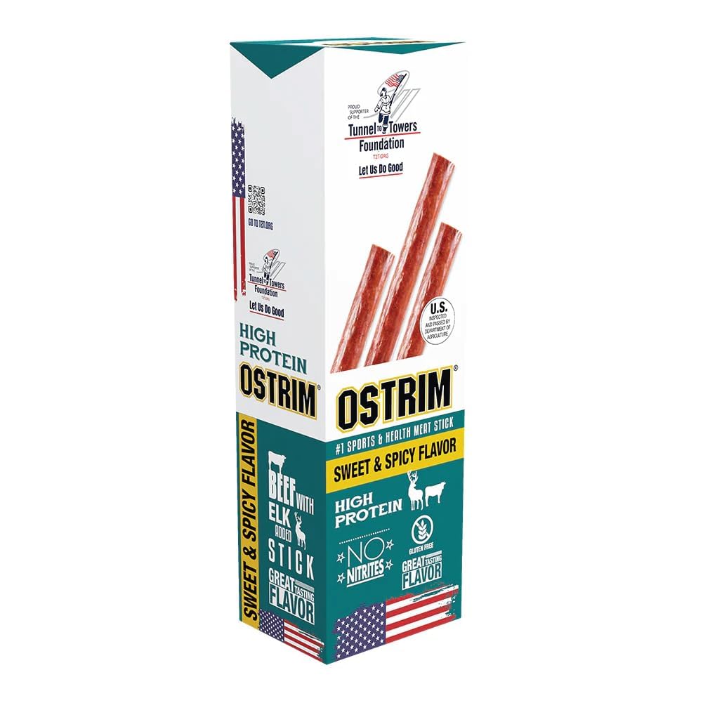 Ostrim Beef/Elk Snack Stick, Sweet and Spicy, 1.5 Ounce (Pack of 10)