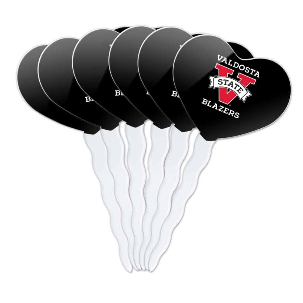 GRAPHICS & MORE Heart Cupcake Picks Set of 6 - Acrylic, Valdosta State University, One Size, Model CUPCAKE.HEART.CLCVST.Z007939