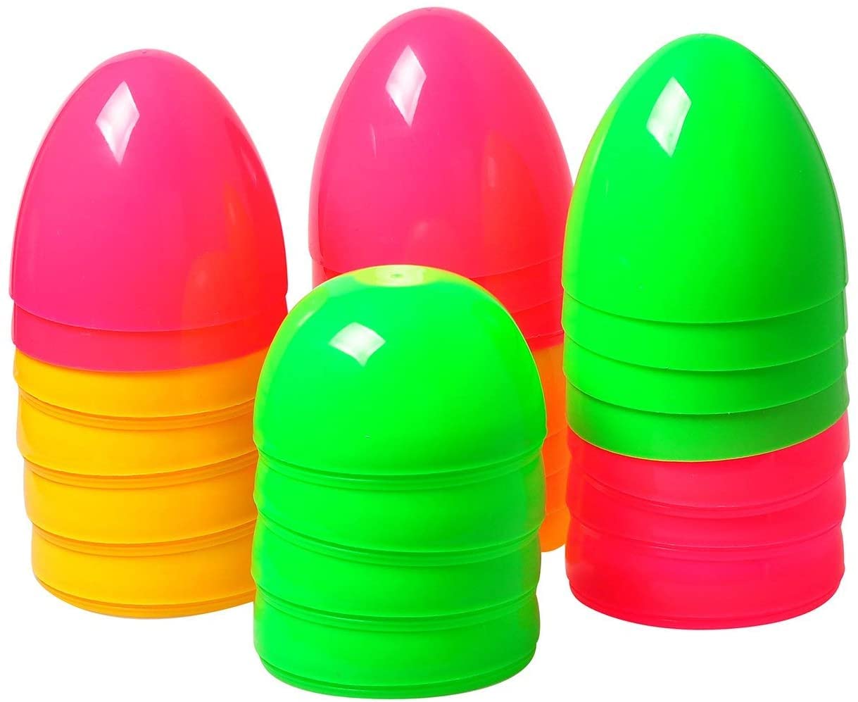Nyicey 24 Pack Plastic Easter Eggs for Basket Hunt, Classroom Prizes, and Treat Filling - Model 8609054562