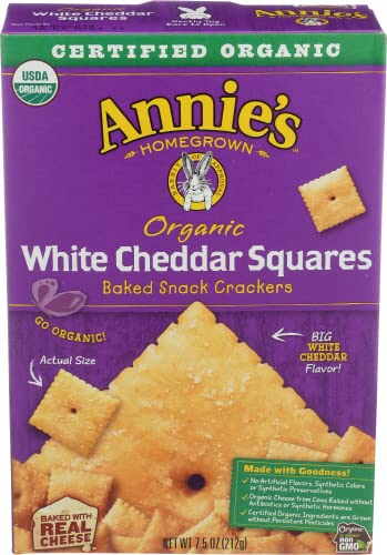Annie'S Organic White Cheddar Squares Baked Snack Crackers 7.5 Oz. (Pack Of 2)2