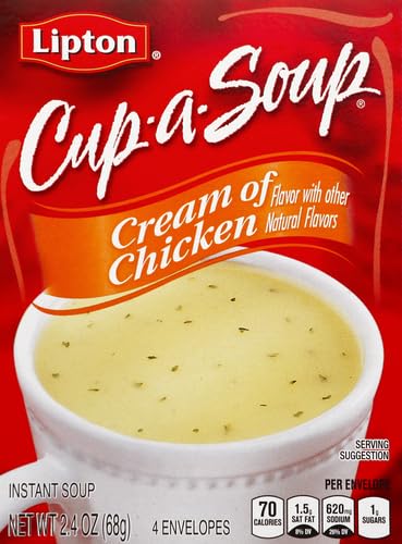 SOUP SECRETS Cream of Chicken Instant Soup, 4 Count, 0.6 oz Pack - Only 60 Calories Per Serving