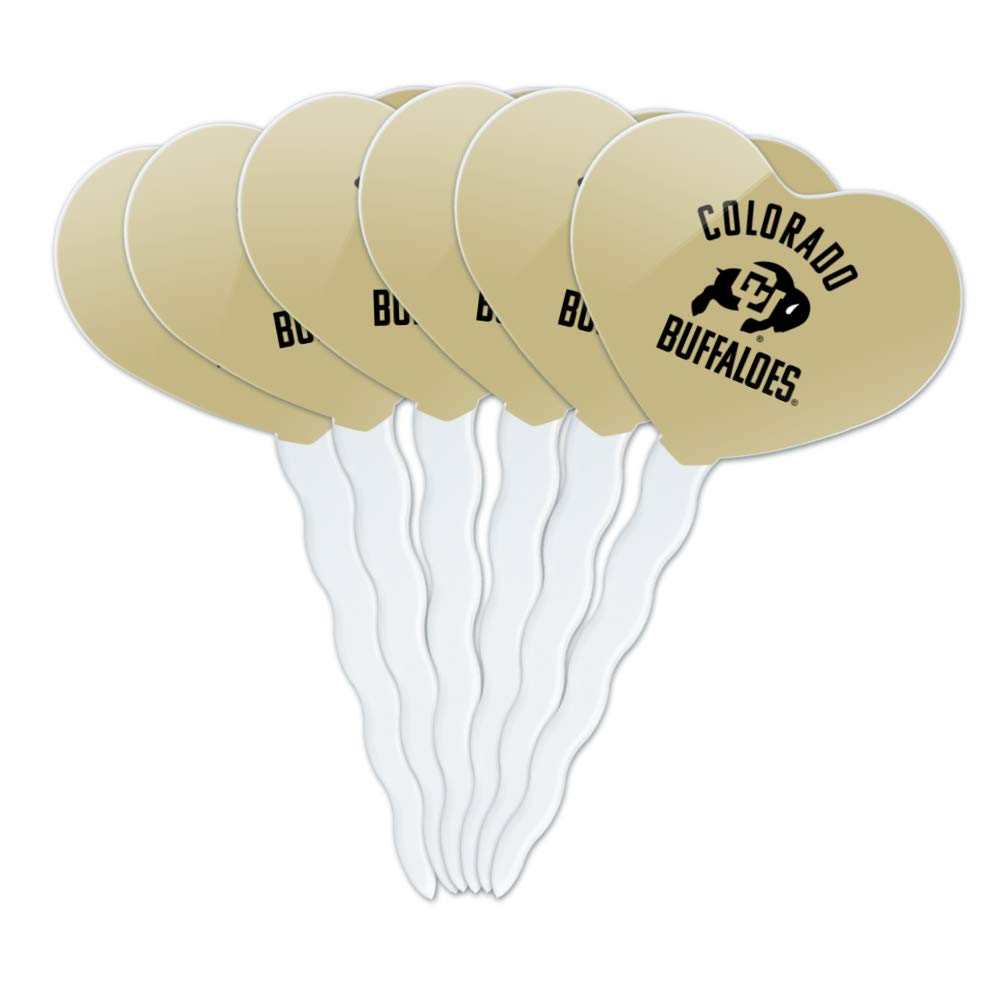 GRAPHICS & MORE Cupcake Picks Set of 6, Acrylic, University of Colorado, Model CUPCAKE.HEART.CLCCOL.Z006527