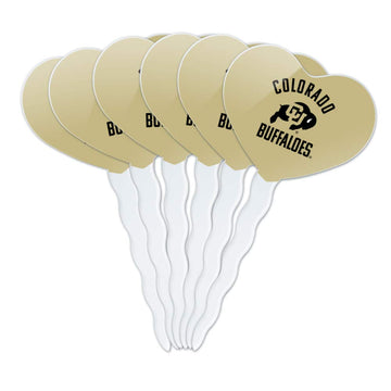 GRAPHICS & MORE Cupcake Picks Set of 6, Acrylic, University of Colorado, Model CUPCAKE.HEART.CLCCOL.Z006527