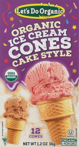 Lets Do Organic Ice Cream Cones - Sugar Cones, Mini Cones, 1.2 Oz, Pack of 12
