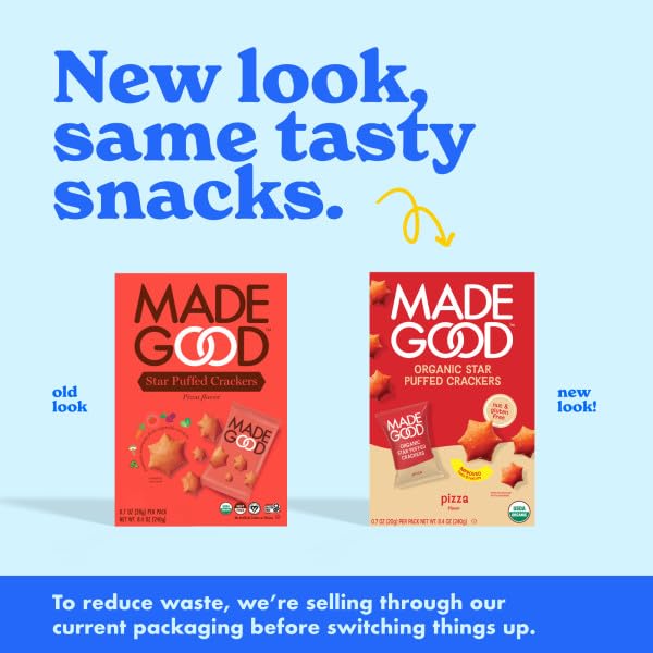 MadeGood Organic Pizza Star Puffed Crackers Multipack, 12ct x 0.7oz