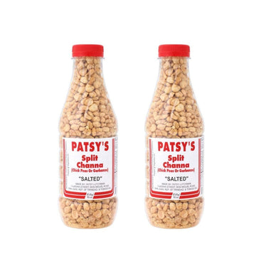 Patsys Split Channa (Chick Peas or Garbanzo) Salted - 16oz (Pack of 2) - Trinidad & Tobago Snacks