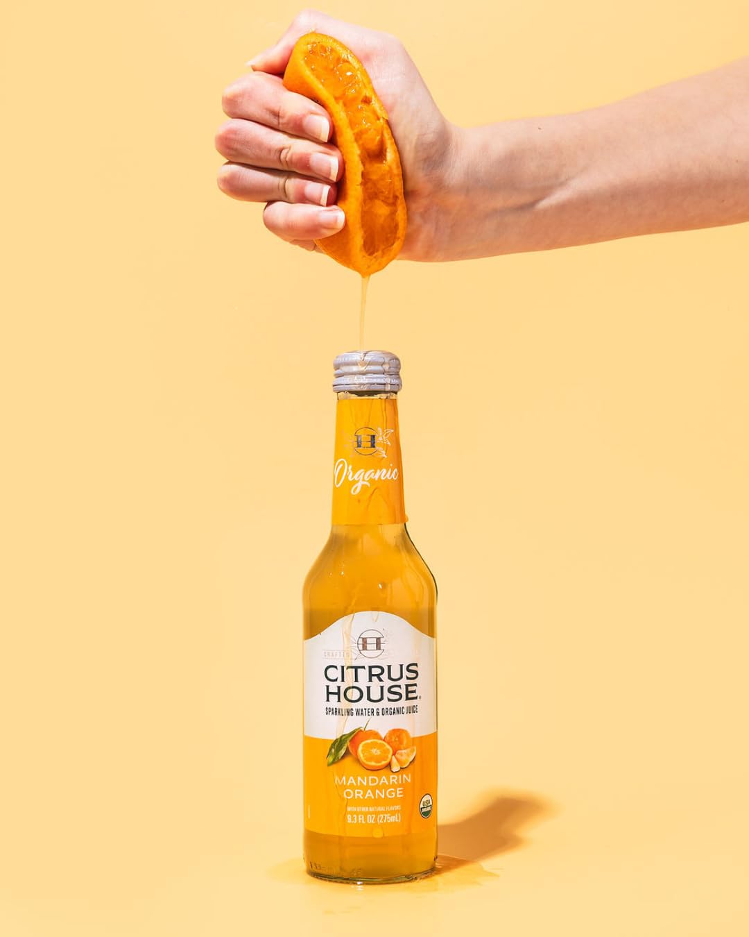 Citrus House Organic Sparkling Juice  Mandarin Orange  Modern Italian Soda  No Added Sugar  No Preservatives  9.3 Fl Oz Glass Bottle (Pack of 12)