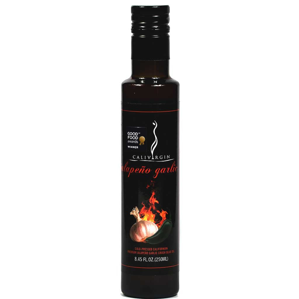 Calivirgin Jalapeno Garlic Flavored Olive Oil - Jalapeno Garlic Infused Extra Virgin Olive Oil - Cold Pressed Olive Oil - Jalape