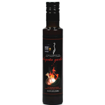 Calivirgin Jalapeno Garlic Flavored Olive Oil - Jalapeno Garlic Infused Extra Virgin Olive Oil - Cold Pressed Olive Oil - Jalape
