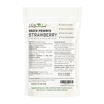 Strawberry Powder 2.47 Oz (70G) Vietfarmfood: Freeze-Dried Extracted From 100% Pure, Sugar-Free. Used To Mix Mixed Drinks Fresh