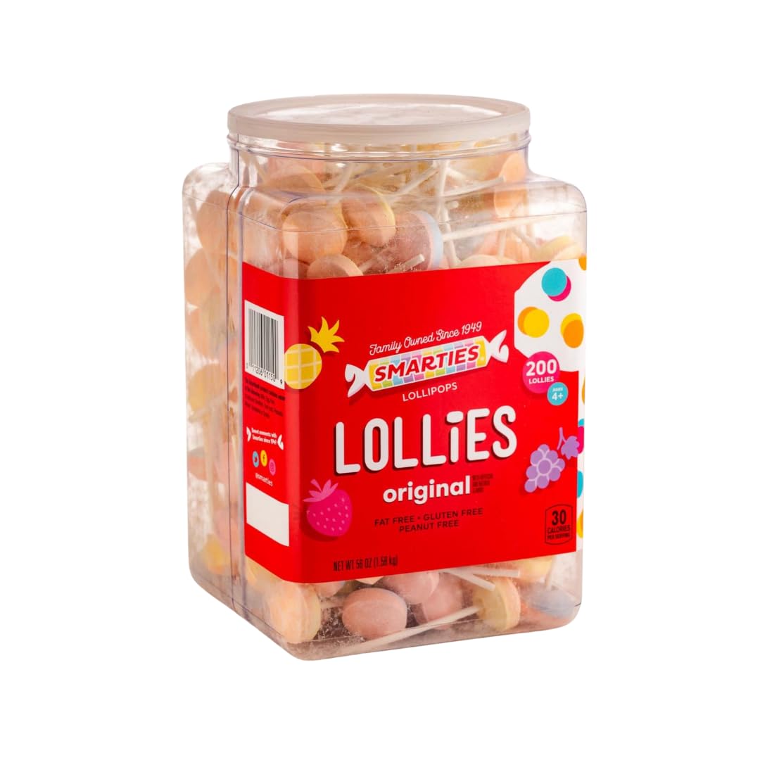Smarties Lollies - Gluten Free, Peanut Free, Fat Free Assorted Fruity Flavors Lollipops - Low Calorie Perfect for Birthdays, Parties - Made by US Candy Company Since 1949-56 oz 200 Count (Pack of 2)