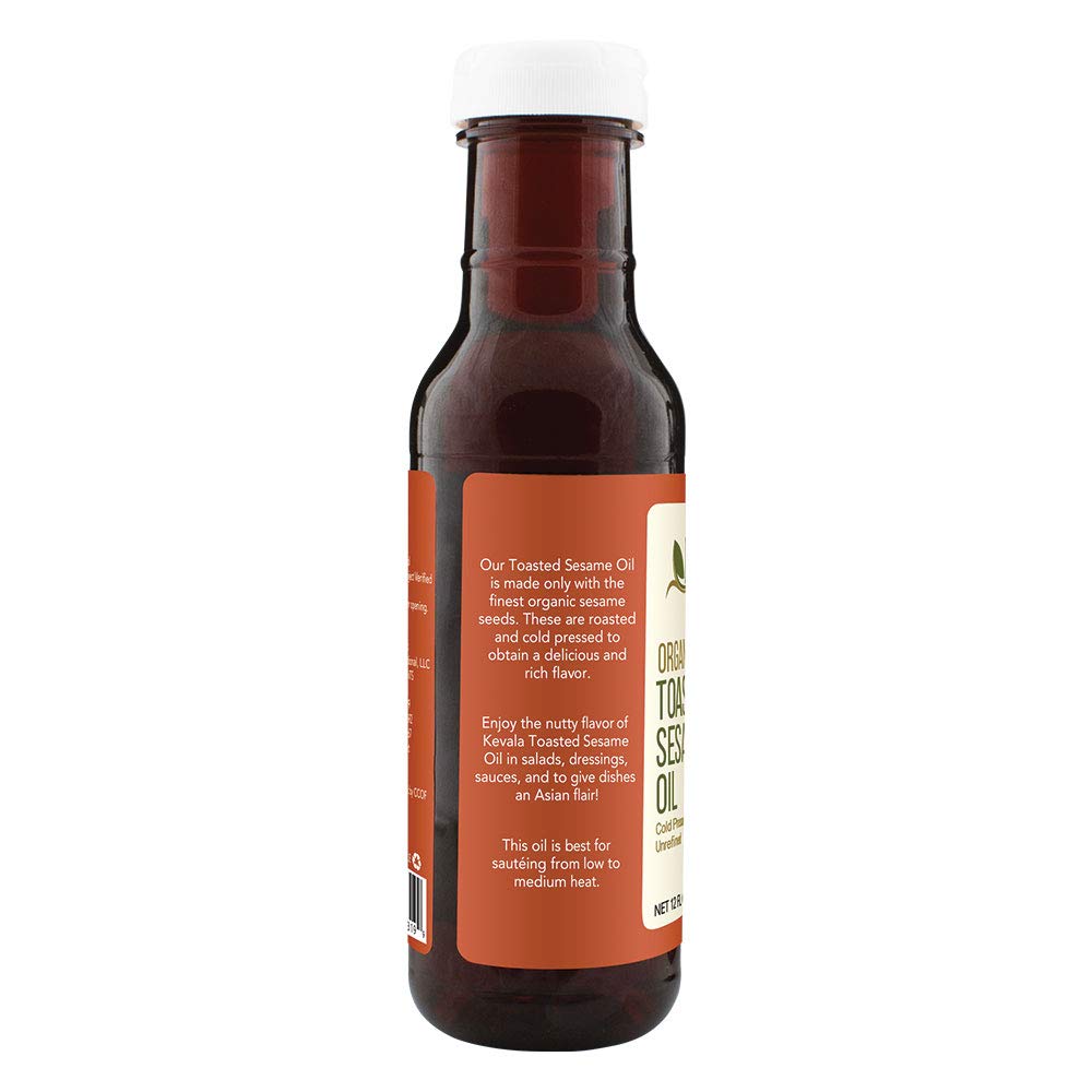 Kevala Organic Toasted Sesame Oil – 12 Oz – 354 Ml – Sesame Oil Toasted – Toasted Sesame Oil Cooking – Sesame Oil Food – Roasted Sesame Oil