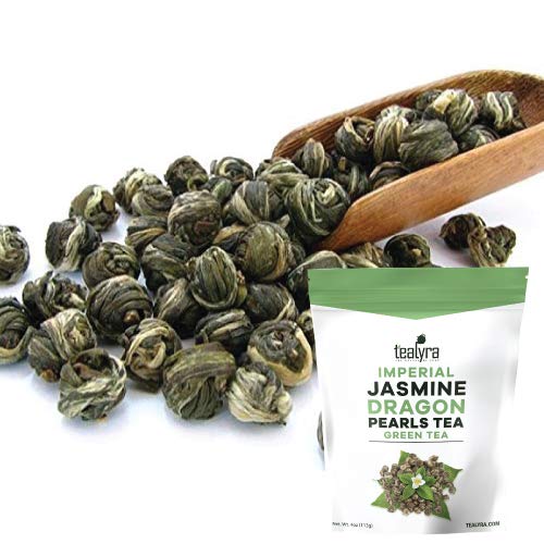 Tealyra Imperial Jasmine Dragon Pearls Loose Leaf Green Tea 113g (4 oz) - Fragrant Jasmine Flavor, Tonic Effect