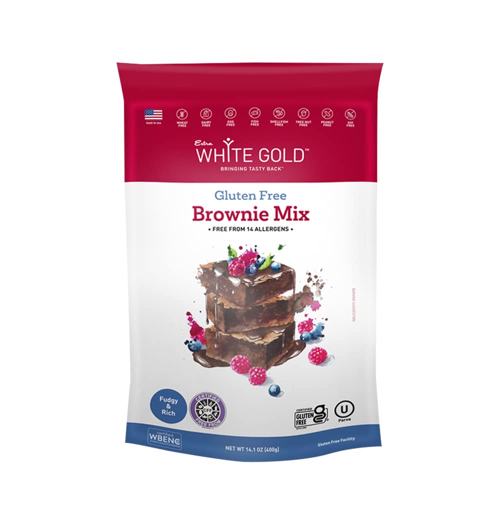 Extra White Gold Brownie Mix - For Baking Cakes Cupcakes Desserts - [Gluten Free] [Nut Free] [Free of the Top 14 Major Allergens