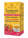 12 Pack Of Hyleys Turmeric With Green Tea Raspberry & Cranberry - 25 Tea Bags (100% Natural, Sugar Free, Gluten Free And Non-Gmo)
