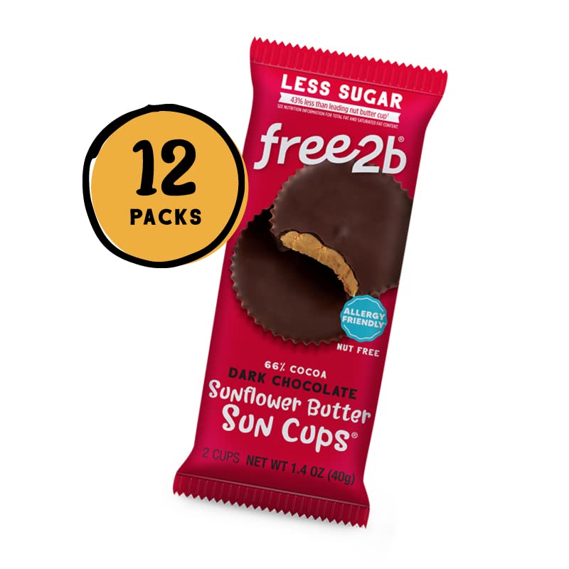 Free2B Sunflower Butter Sun Cups, Safe For School And Allergy Friendly - Gluten-Free, Dairy-Free, Nut-Free, And Soy-Free - Dark