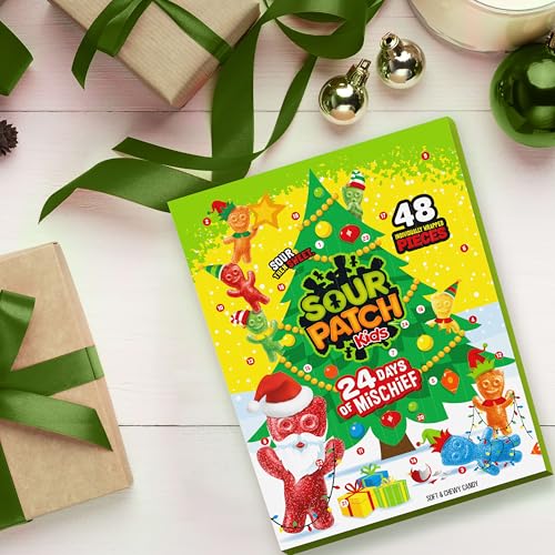 SOUR PATCH KIDS Big Kids Soft & Chewy Candy Holiday Advent Calendar  24 Days (48 Pieces of Candy)
