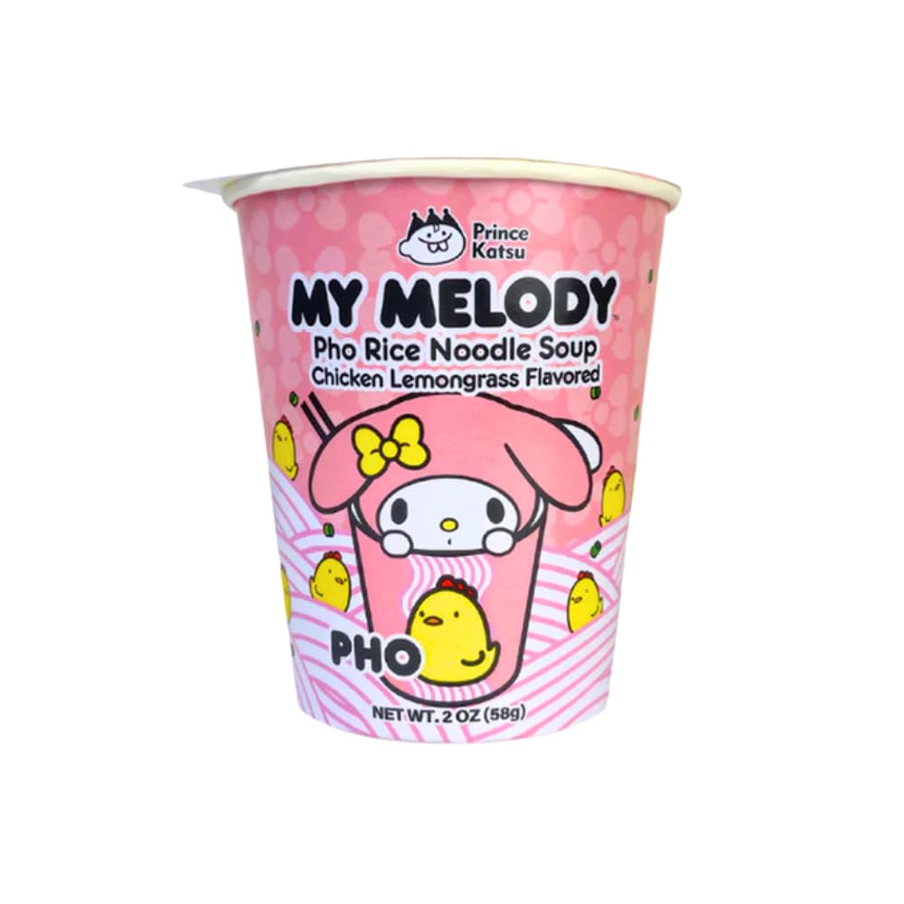 A-Sha My Melody Pho Cup Rice Noodle (6 Cups), Chicken Lemongrass Flavor, Vegetarian, Gluten-Free, Premium Microwavable Rice Nood