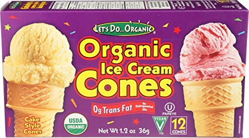 Lets Do Organic Ice Cream Cones - Sugar Cones, Mini Cones, 1.2 Oz, Pack of 12