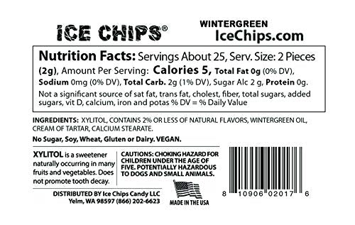 Ice Chips Xylitol Candy Tins (Wintergreen, 6 Pack) - Includes Band As Shown