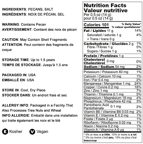 Food To Live - Dry Roasted Pecan Halves With Himalayan Salt, 4 Ounces - Oven Roasted Lightly Salted Pecan Nuts, Good Source Of P