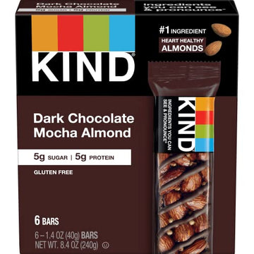 Kind Bar, Dark Chocolate Mocha Almond, 8.4 Oz (Pack Of 6)