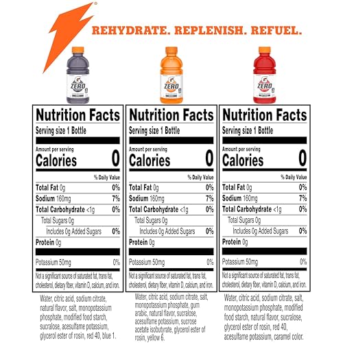 Gatorade G Zero Sports Drink  Fruit Punch  Orange  G Variety Pack  12 Fl Oz (Pack of 18)