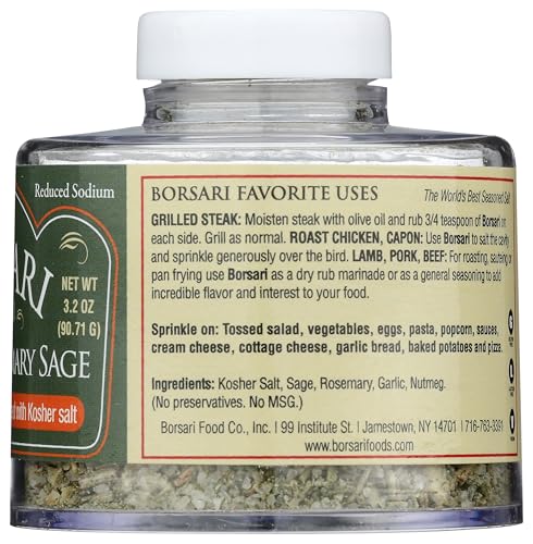 Borsari Tuscan Rosemary Sage Seasoning Salt, 3.2 Oz