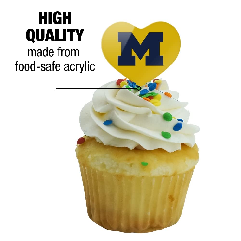 GRAPHICS & MORE Cupcake Picks Set of 6, Heart Design, Acrylic, One Size, University of Michigan
