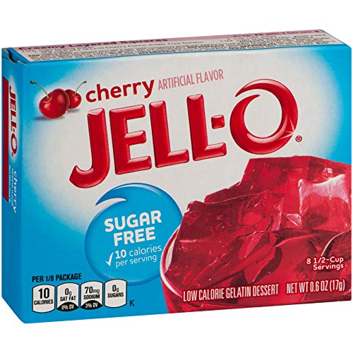 Jell-O Sugar-Free Cherry Gelatin Mix 0.6 Ounce Box (Pack Of 4)