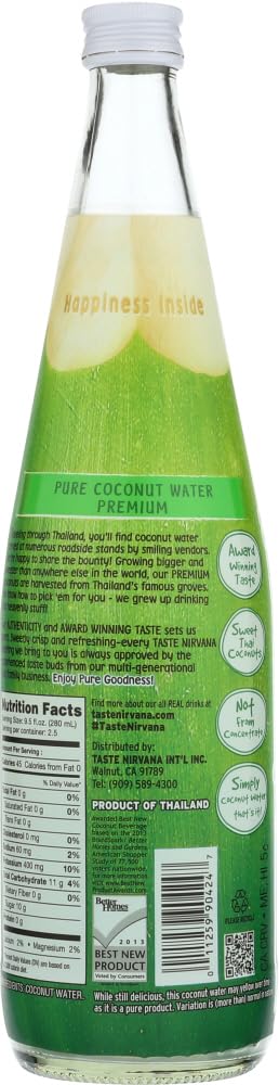 Taste Nirvana Coconut Water  23.6 Ounce Bottles  6 Count