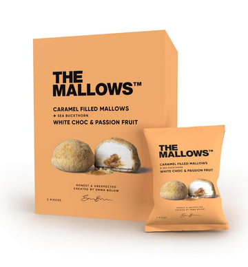 The Mallows Marshmallow Caramel Filled with Sea Buckthorn, White Chocolate and Passion Fruit Gourmet Marshmallows Snacking Marsh