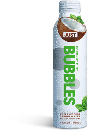 Just Bubbles Coconut Mint - Pure Premium Sparkling Spring Water In A Fully Recyclable Reusable Eco-Friendly Bottle - 100% Mounta