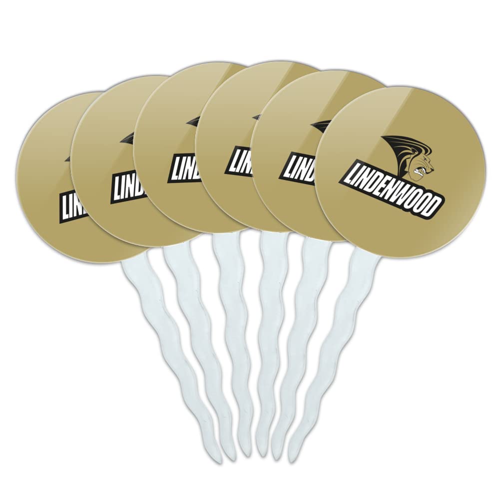 Lindenwood University Secondary Logo Cupcake Picks Toppers Decoration Set of 6