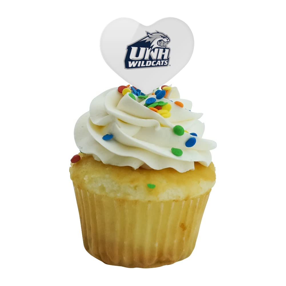 GRAPHICS & MORE Cupcake Toppers Set of 6, Acrylic Heart Decoration Picks, One Size, University of New Hampshire