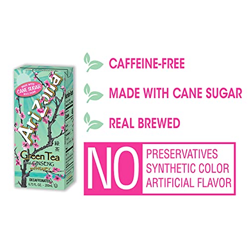AriZona Green Tea with Ginseng and Honey, 6.75 Fl Oz, Pack of 32, Tetra Box