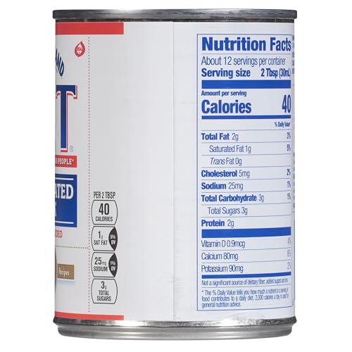 PET Evaporated Milk, 12 Ounce Can - Creamy & Rich Dairy Product, Perfect for Cooking and Baking