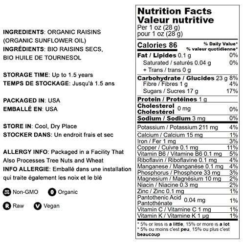 Food To Live Imported Organic Raisins, 1.5 Pounds - Sun Dried Thompson Seedless Select Grapes, Non-Gmo, Raw, No Sugar Added, Pes